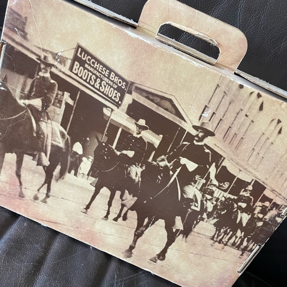 Ladies Lucchese boots. Black full-quill ostrich w/black cherry tops. 7 1/2 B. - Picture 7 of 7